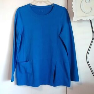 E.L.I. Womens royal blue crew neck long sleeve pullover w/one front pocket Sz. S